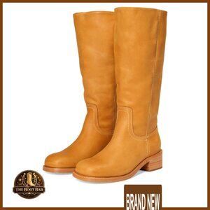 Leather Knee-High Boots Square Toe Chunky Heel Classic Chic Sophisticated